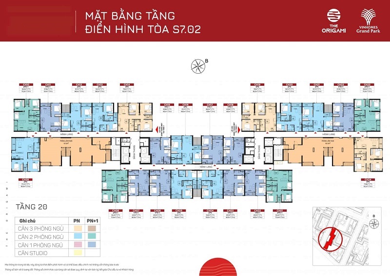 Layout Căn Hộ Tòa S702 – Tầng 20