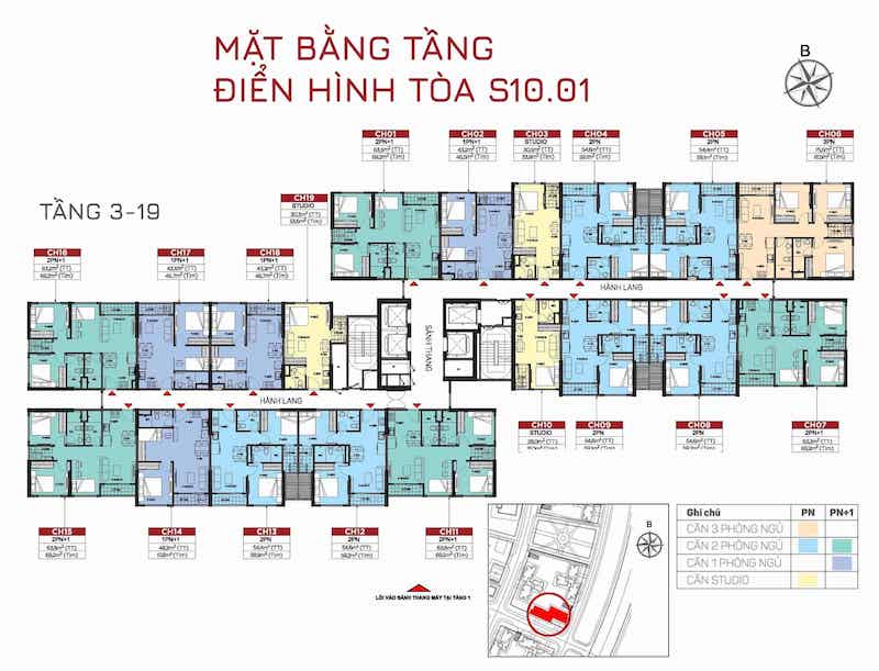 MẶT BẰNG TÒA S10.01 tầng 3 - 19