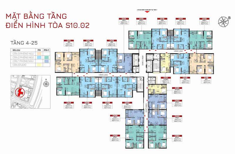 MẶT BẰNG TÒA S10.02 tầng 4 - 25