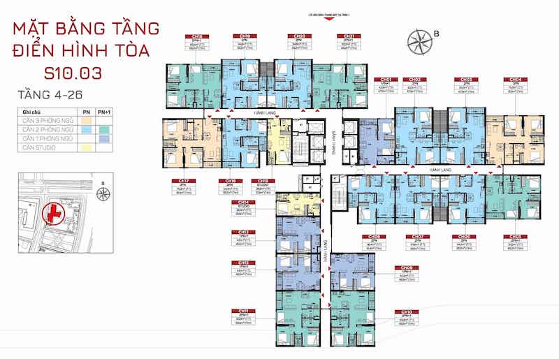 MẶT BẰNG TÒA S10.03 tầng 4 - 26