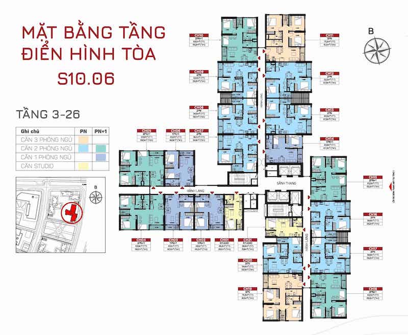 MẶT BẰNG TÒA S10.06 tầng 3 - 26