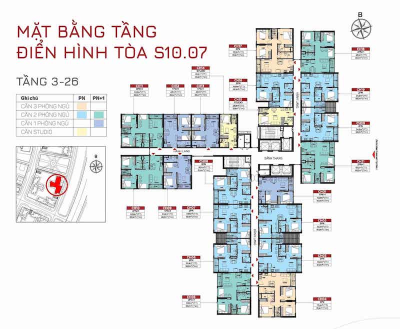MẶT BẰNG TÒA S10.07 tầng 3 - 26