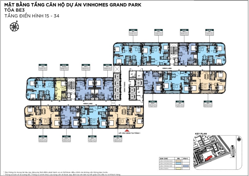 Mặt bằng tầng 15 đến tầng 34 tòa BE3 The Beverly Vinhomes Grand Park
