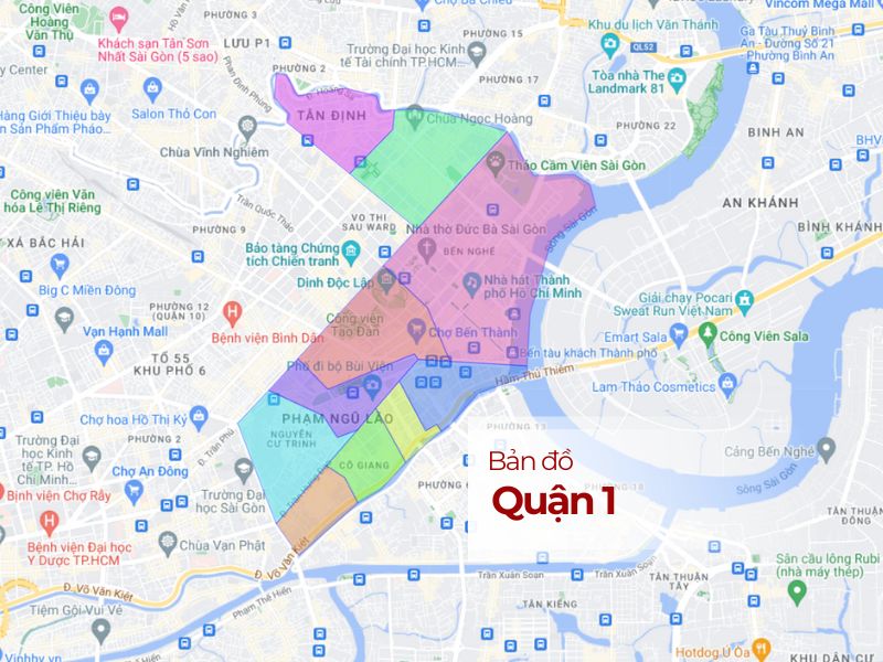 Quận 1, TP.HCM: Bản đồ, Phường, Vị trí Sống